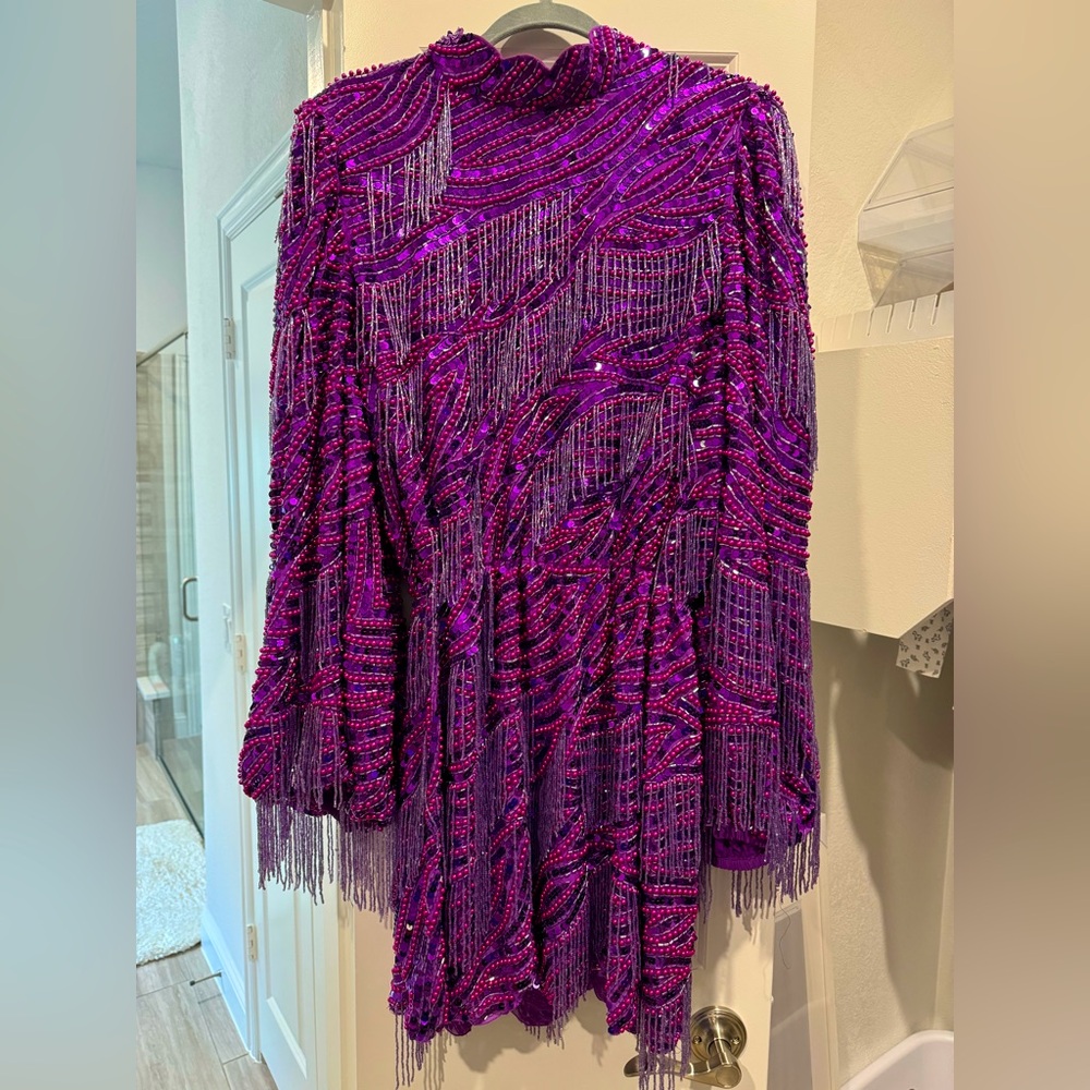 ASOS Curve Beaded Fringe & Sequin Dress in Purple